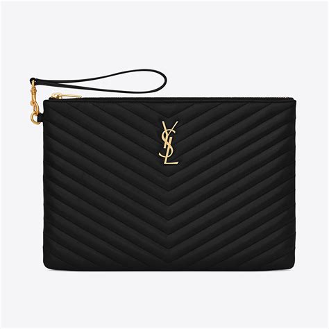 ysl monogram matelasse leather pouch|Saint Laurent Monogram Matelassé Leather Pouch.